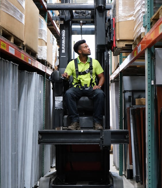 warehouse worker on forklift
